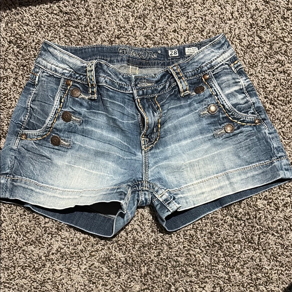 Miss Me Blue Jean Shorts Distressed Cut-Off Style